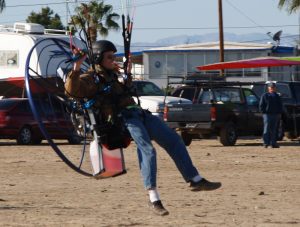 Jeff Goin landing Parajet Cyclone Macro at the Salton Sea